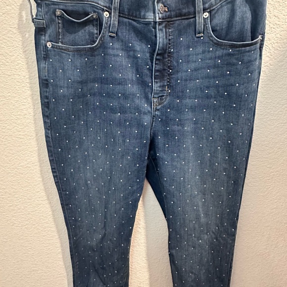 J. Crew Women's Blue Rhinestone Embellished Essential Straight Jeans Sz 33 - Picture 3 of 5